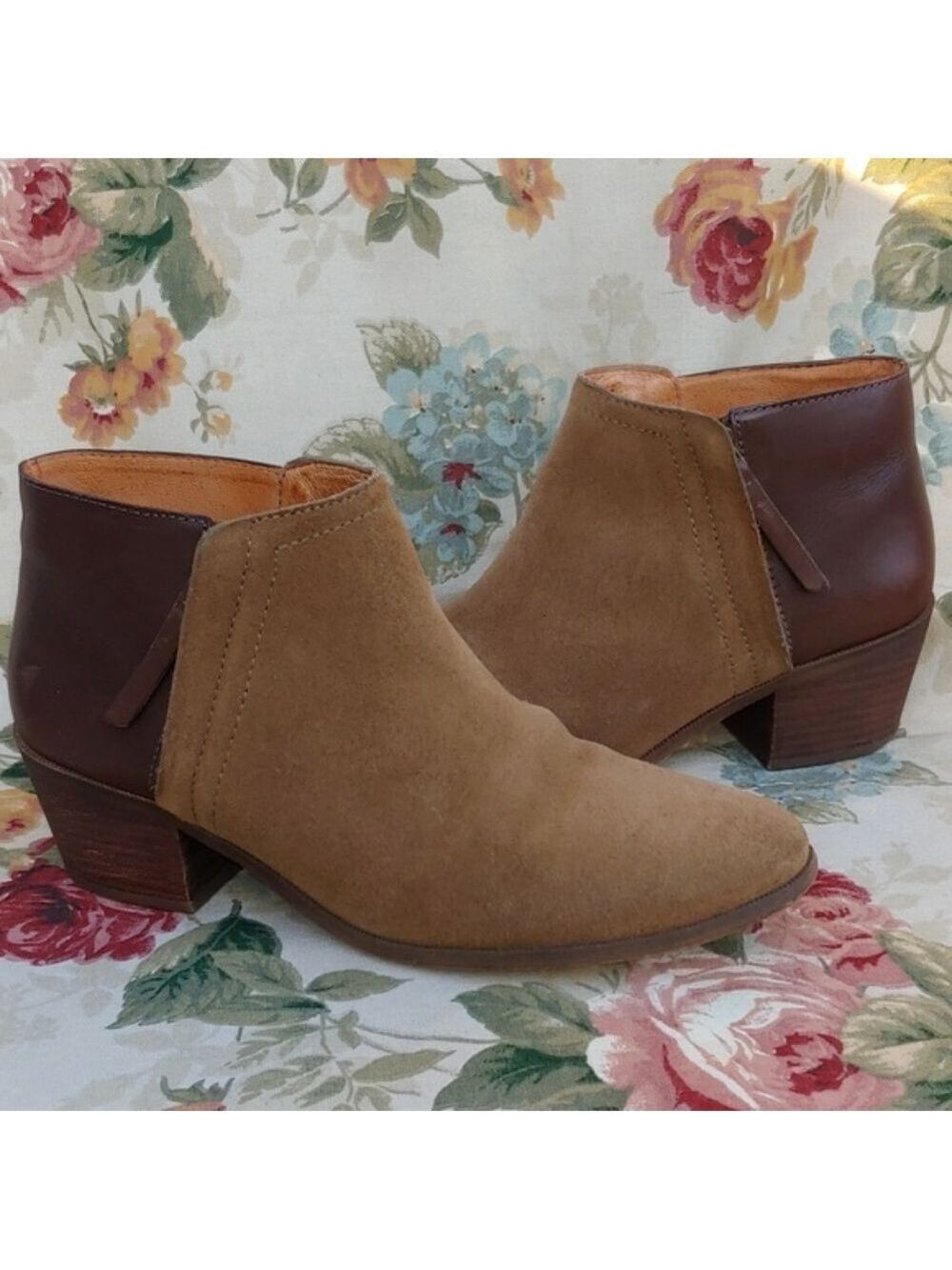 Madewell Low Chelsea Brown Leather and Tan Suede Ankle Boots Women's size 8.5 - Picture 6 of 17